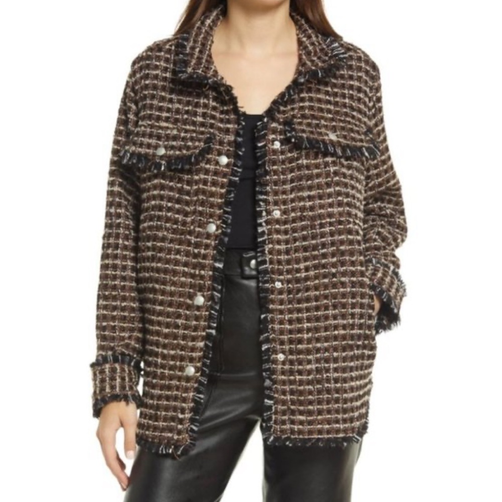 NWT RETROGRADE SHACKET BLANKNYC PlLAID TWEED SHIRT JACKET!